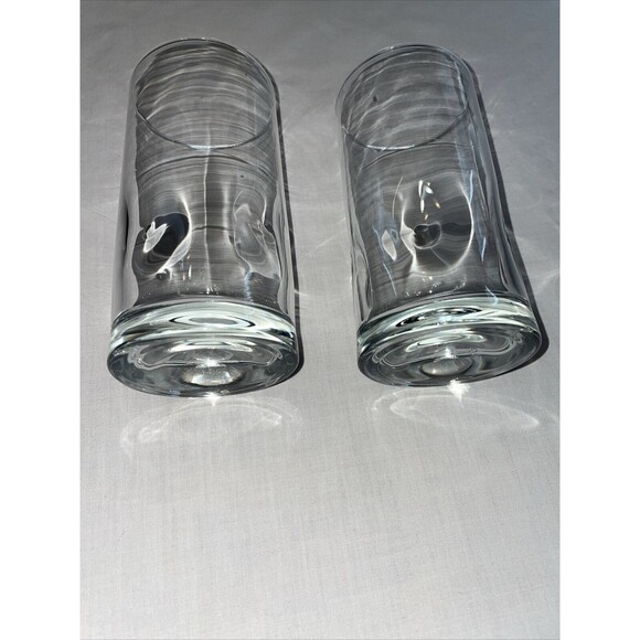 Crisa Libbey Impressions Clear Glass Tumblers Sz  3” Wide 6” Tall Set Of 2 16 Oz - Picture 4 of 12
